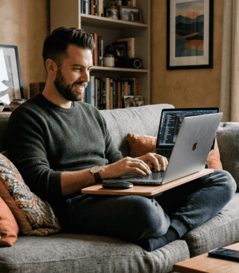 Student completing online driving course